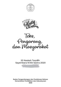 Image of Antologi Kritik Sastra: Teks, Pengarang, Dan Masyarakat, Sayembara Kritik Sastra